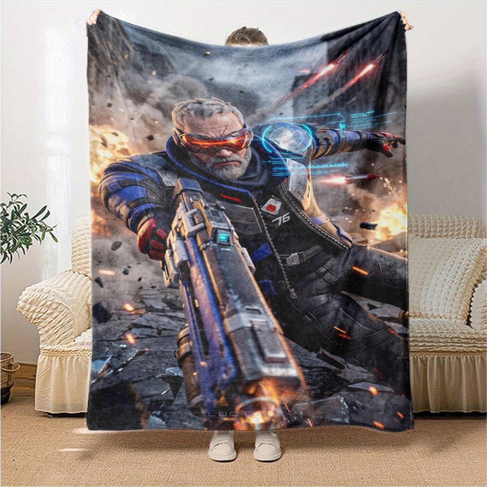 Overwatch Heroes Print Flannel Blanket High Quality Warm Comfortable Cover for All Seasons Perfect for Gifts Home Decor
