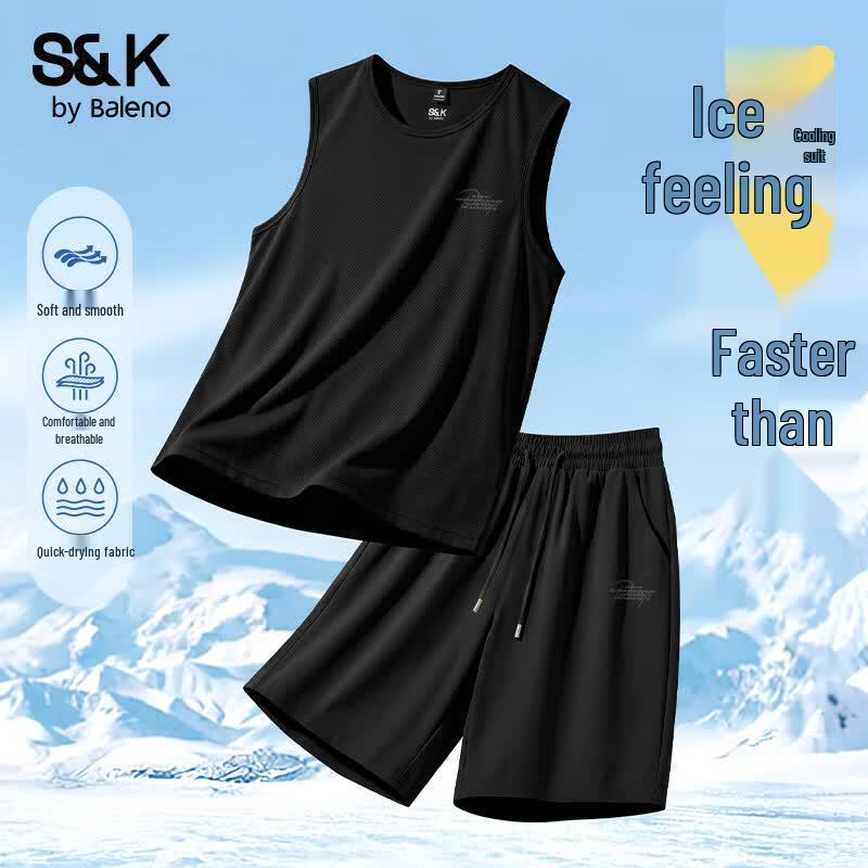 Baleno Men s SK Series Summer Vest  Shorts Set M