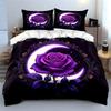 "Purple Rose Moon Decor Set" Soft Comfortable Duvet Cover Bedding Set Included 1*Duvet Cover & 2*Pillowcases gift