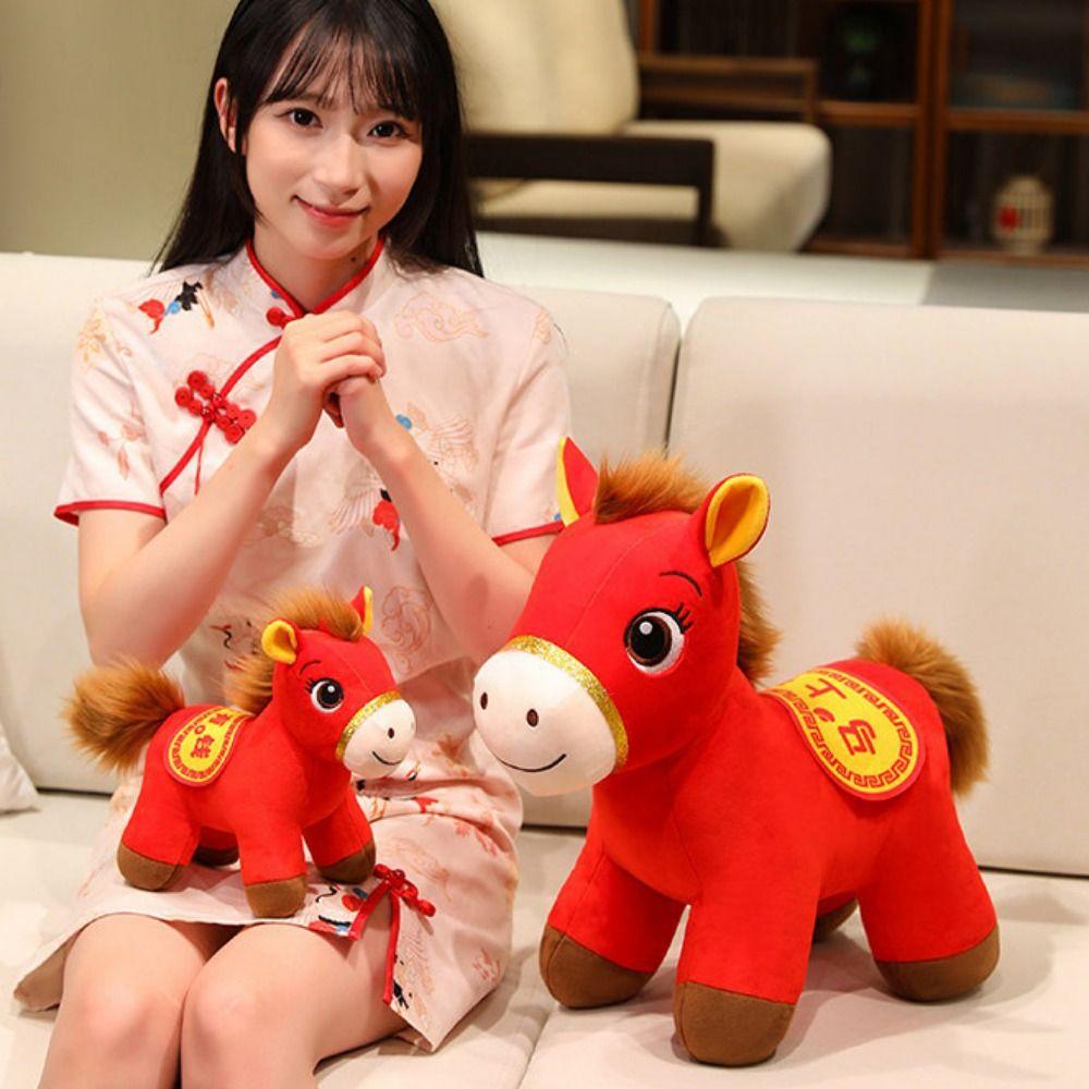 2026 Horse Year Plush Horse Doll Soft Stuffed Pony Animal Toys  Chinese New Year