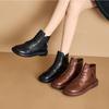 Fashion Flat Bottomed Boots for Women Autumn and Winter Washed Retro Casual Women Boots with Double-sided Zippers Womens Flats Shoes
