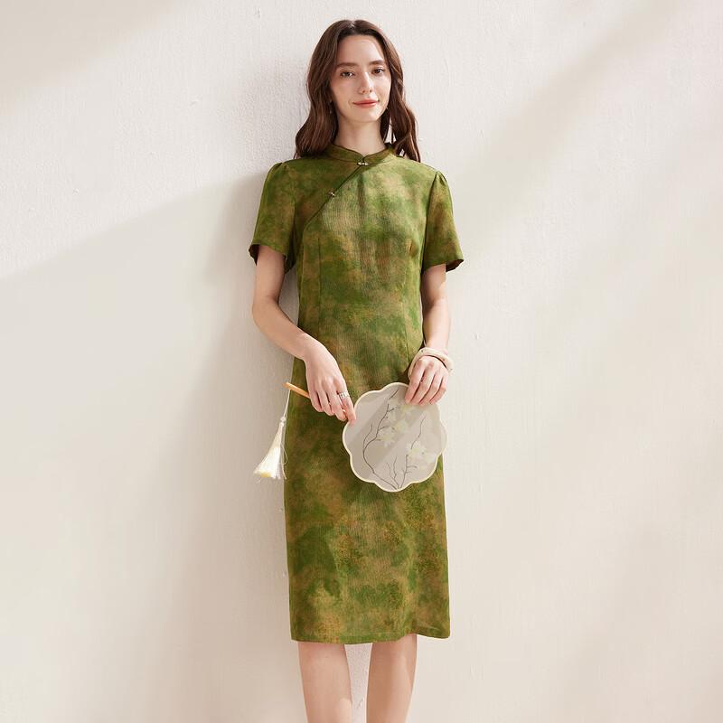 Zhaojun New Chinese Style Mulberry Silk Qipao Dress