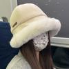 Wide Brim Plus Velvet Panama Hat Warm Winter Fisherman Hat Fashion Fluffy Fur Bucket Hat  Fishing