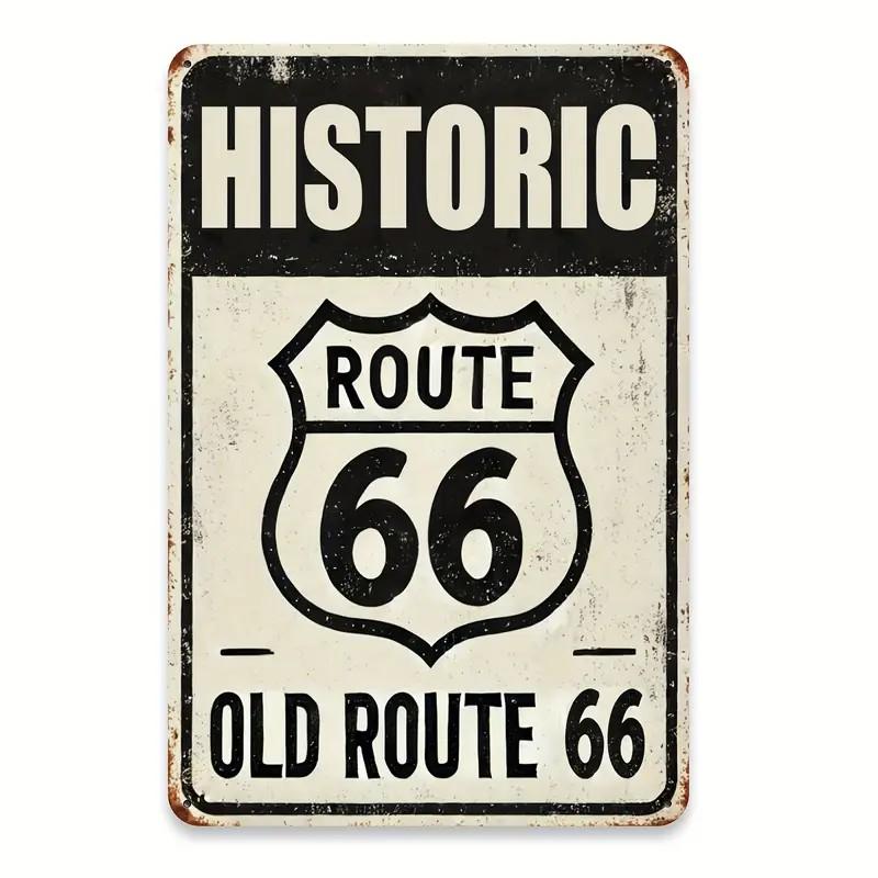 High Definition Tin Sign Vintage Route 66 Retro Metal Wall Art Decor Set for Man Cave Garage Bar Pub Auto Enthusiast Room