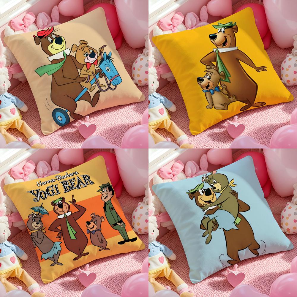 Y-Yogi B-Bear Anime Cushion Cover Pattern Printed Pillowcase for Living Room Sofa Cushion Cover & Bedroom Decor