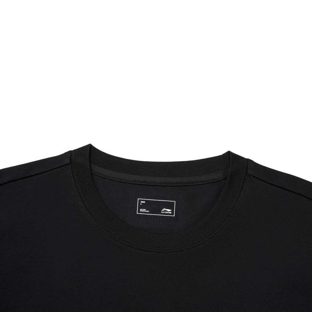 Li-Ning Cool Tea Quick-Dry Casual Sports T-Shirt With Logo Print And Drop-Shoulder Sleeves Men Tops Black AHSU709-1