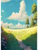 Vintage Japan Feld Natur Landschaft Poster Leinwand Malerei Gras Wolke Bäume Anime Wand Kunst für moderne Wohnzimmer Home Decor
