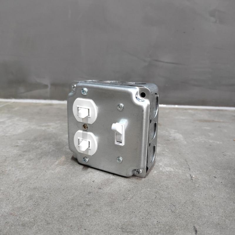 2Pcs Multipurpose Square Metal Outlet Box Covers Flame Retardant Raised Designs for Switches Receptacle Safety
