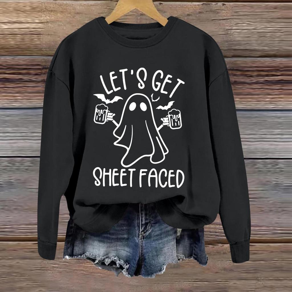 Halloween Sweatshirts For Women Cute Ghost Long Sleeve T Shirt Fashion Sweatshirt
