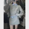 Trendy Korean-Style College Three-Piece Set: Sweatshirt, Shirt, Short Skirt