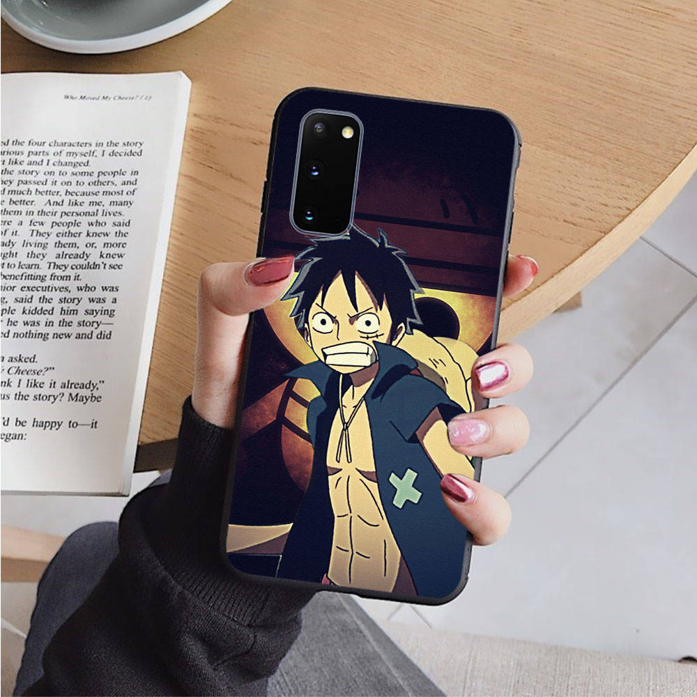 AD62 One Piece Luffy Black Case for iPhone 16 15 Plus 14 13 12 11 Pro 8 7 6S SE 5S X XR XS Max Realme C30 C33 C31 9I Huawei Y8P Y9 Sofe Cover