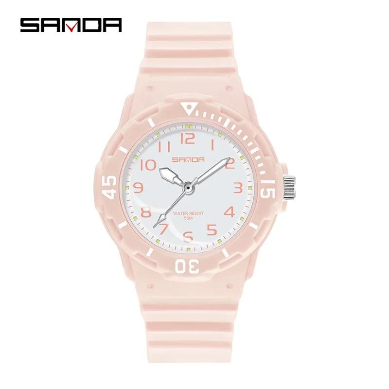 SANDA 6011 Classic 50M Waterproof Wristwatch TPU Strap Female Girl Clock New Top Luxury Brand Women Watch Quartz Lady Original