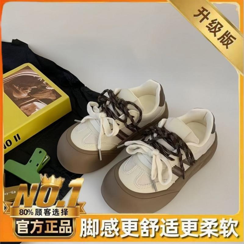 

2025 осень новые милые женские туфли показывают ноги маленькая круглая голова туфли-хлебушки толстая подошва дизайн обуви повседневная обувь 40 бежевый