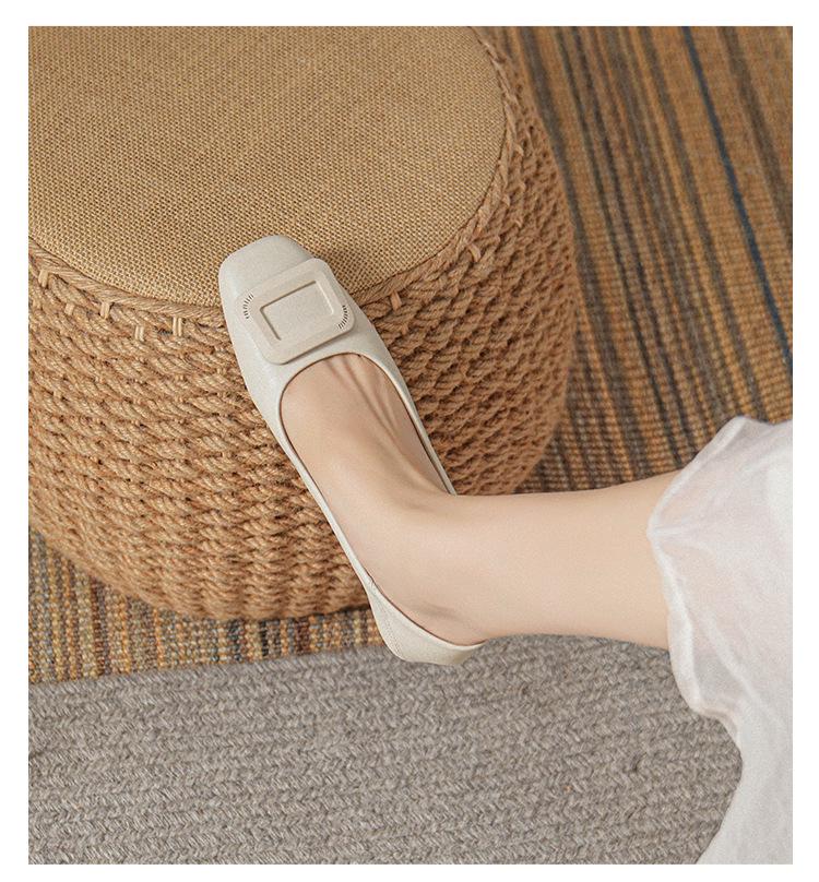 Women's Genuine Leather Slip-On Flats: Versatile, Low-Cut, Square Toe, Soft Sole, Plus Size 41-43, 2025 Collection.