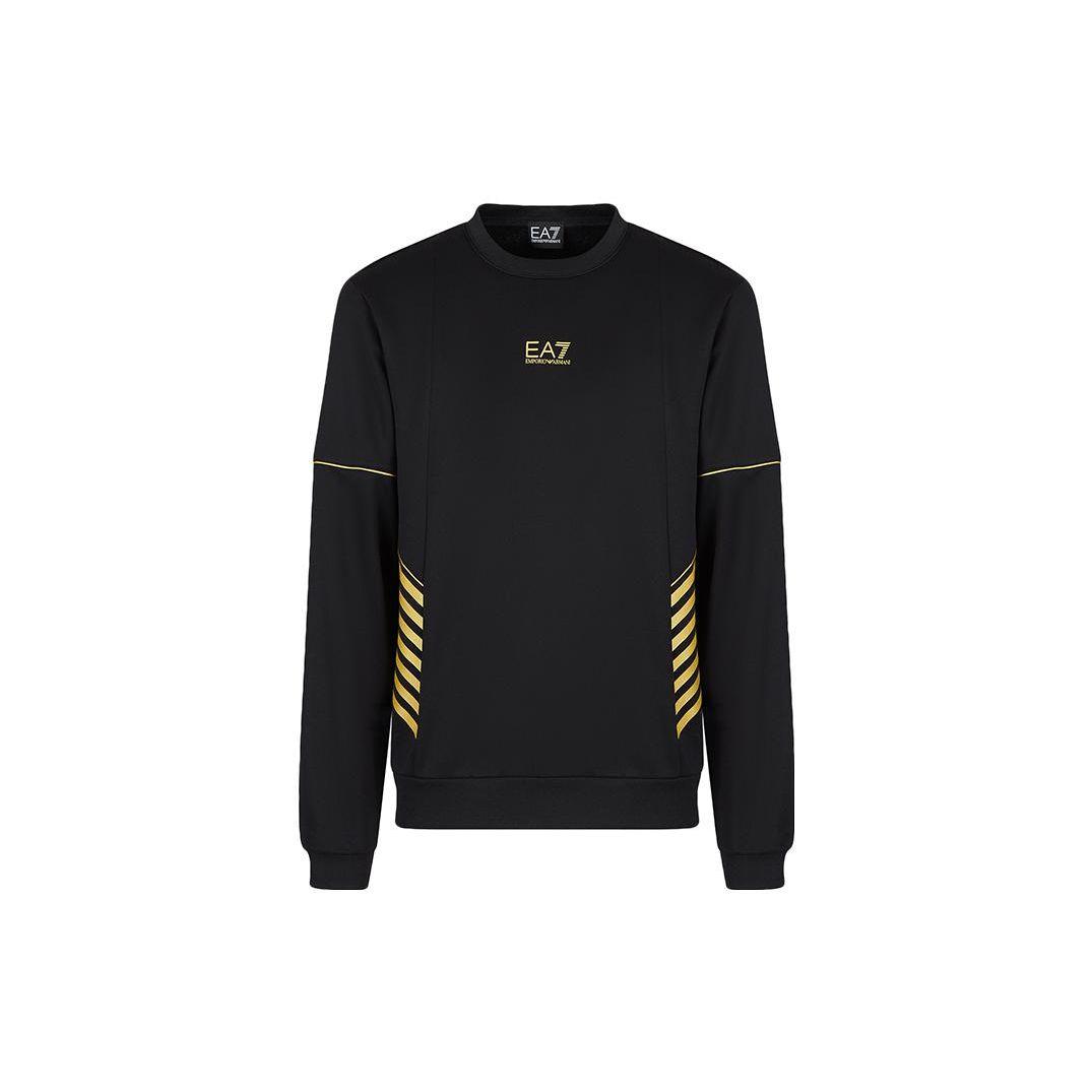 Emporio Armani EA7 Letter Nummer Streep Print Ronde Hals Pullover Lange Mouwen Casual Sweatshirt Heren sweatshirt Zwart 6LPM02-PJ16Z-0208 M