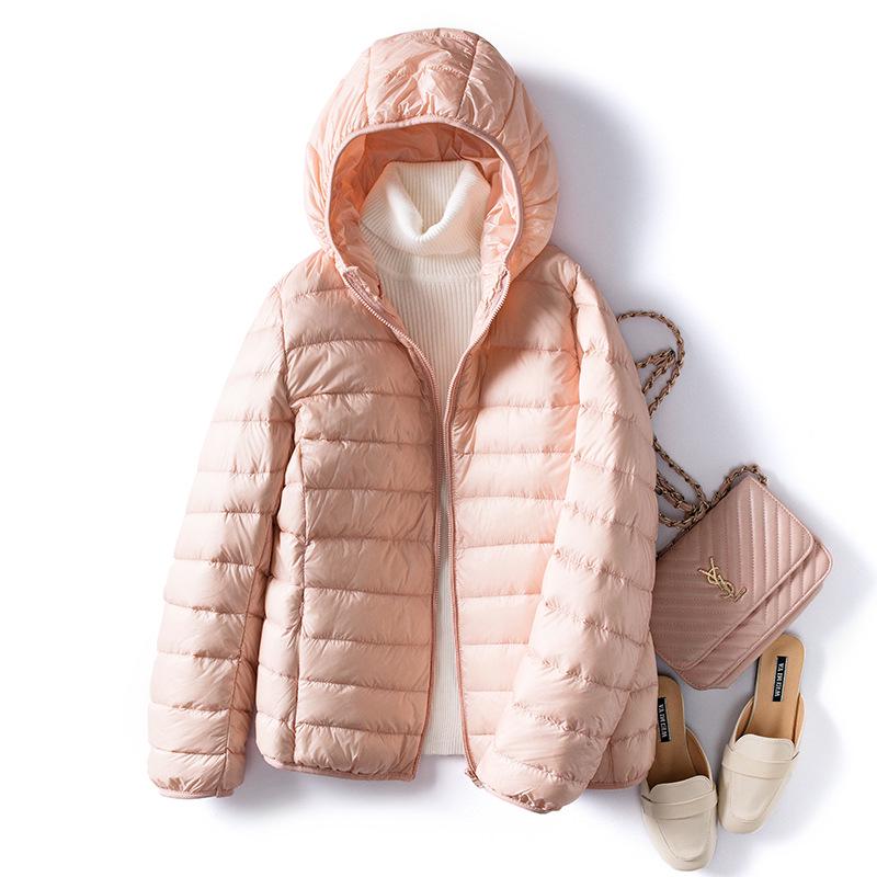 2026 Autumn/Winter Women's Plus Size Korean Slim Fit Lightweight Down Hooded Jacket