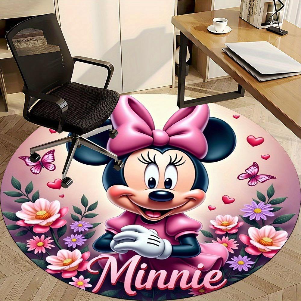 

1pc Adorable Minnie Mouse Floral Round Rug - Perfect for Home Office, Living Room, or Home Bedroom Decor 80cm by 80cm