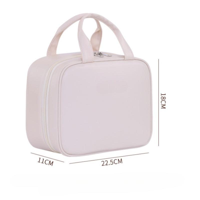 Multifunctional Makeup Bag for Women PU Leather Large Capacity Portable Double Zipper Travel Makeup Brush Toiletries Storage Bag