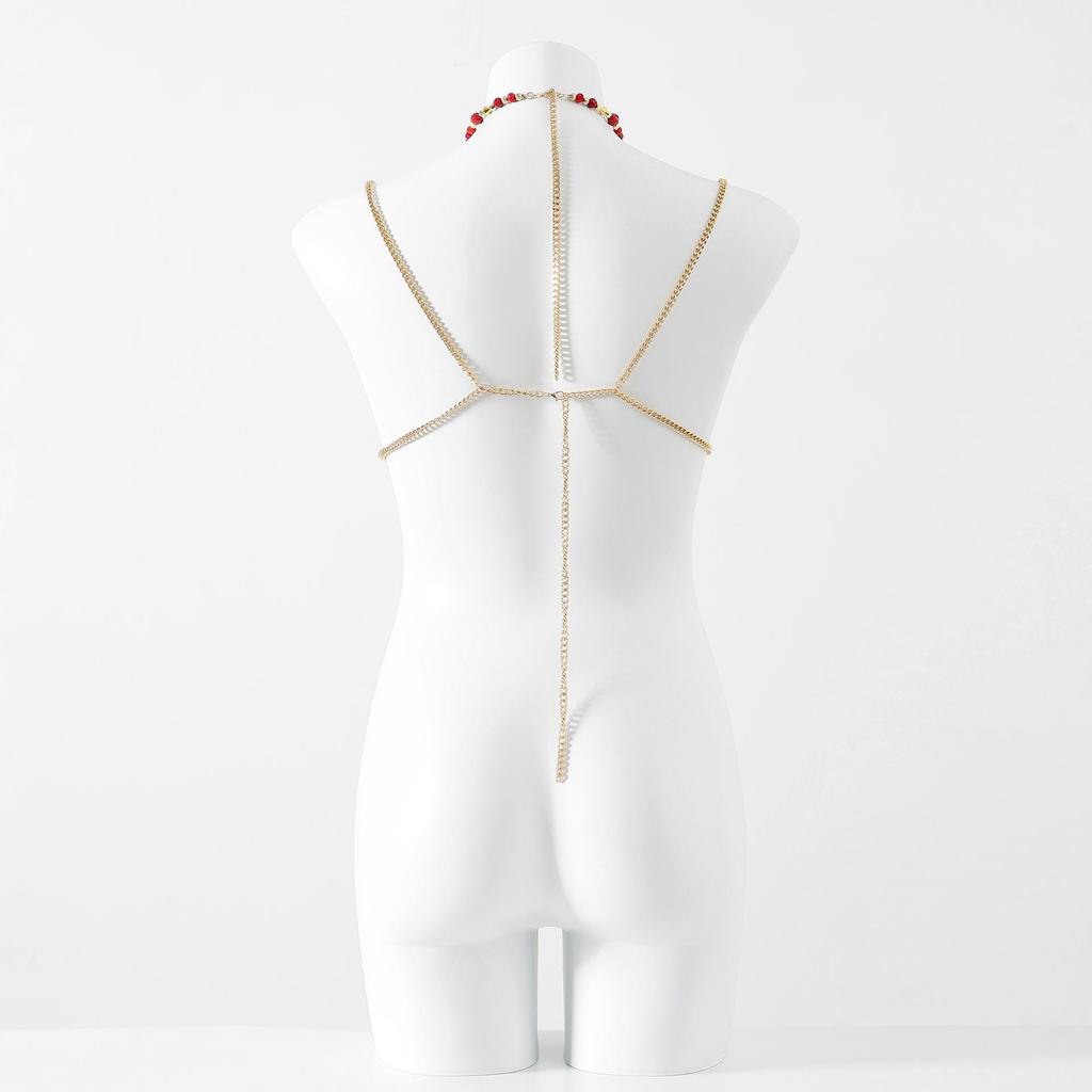 Beaded Tassel Halter Bralette: European & American Style Backless Bandeau.