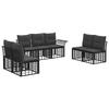 Outdoor Sofa Set 7 Piece Black and Dark Gray Polyester