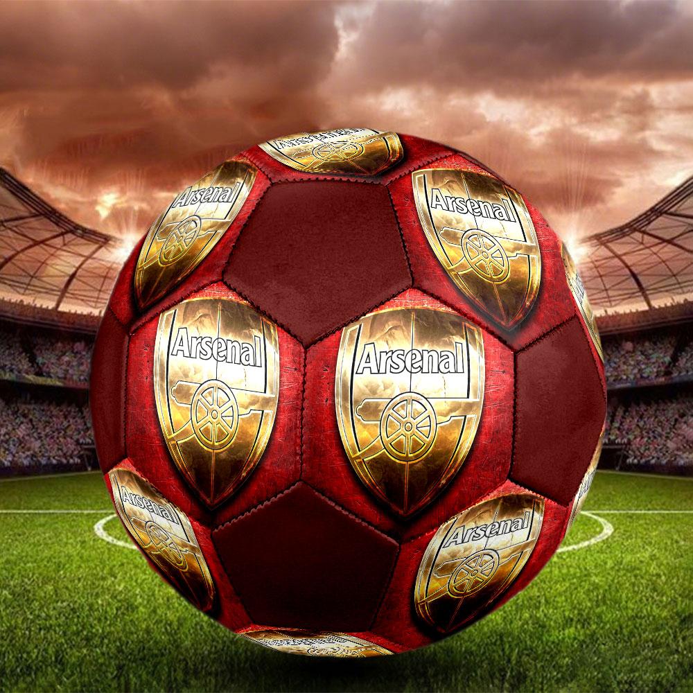 Pallone da Calcio Arsenal Football Club Taglia 5, Cucito a Macchina in PVC, Resistente e ad Alto Rimbalzo, Adatto a Tutte le Età, Merchandising per tifosi, Partite e Uso all'Aperto.