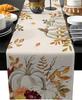 Autumn Thanksgiving Pumpkins Linen Table Runner Home Decor Fall Harvest Maple Leaves Kitchen Dining Table Runners Autumn Decor