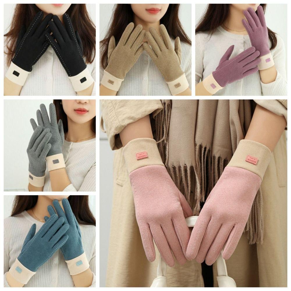 

Thicken Winter Velvet Gloves Keep Warm Gloves Elegant Plush Mittens Driving чёрный