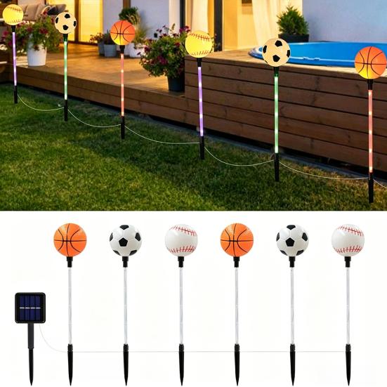 Yousheng Solar Soccer Light Outdoor, 8 Modes Color Changing Football Garden Stake Light, Waterproof Landscape Lamp for Yard Patio Lawn, Sports Fan