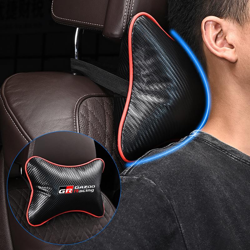 WBE3  Carbon Fiber Car Headrest Seat Belt Shoulder Pad Auto Accessories For Toyota GR Gazoo Racing Supra Corolla Parts Sport 86 Yaris