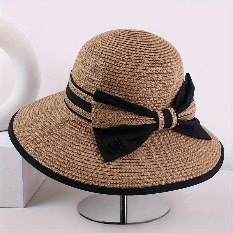 

Spring New Style Bowknot Wide-brimmed Sunshade Straw Hat Striped Fashion Women s Hat Summer Beach Sun Protection Vacation Hat хаки
