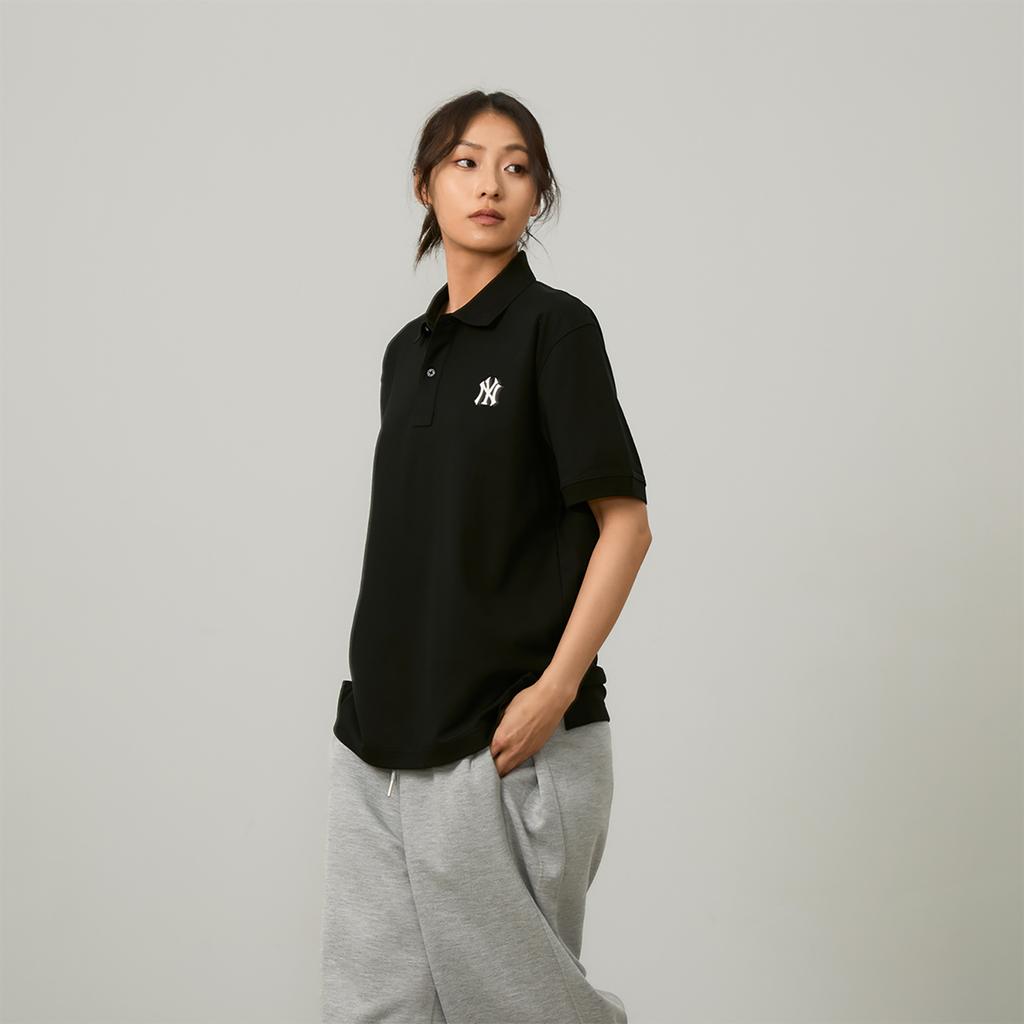 New MLB New York Yankees MLB Basic Logo SS24 Polo Shirt Unisex Black 3APQB0143-50BKS
