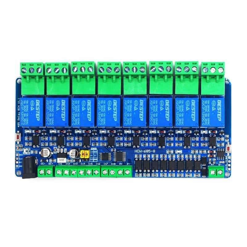 Modbus RTU 8 Channel 12V Relays Module With RS485 Input Output For Industrial Automation And Home Systems