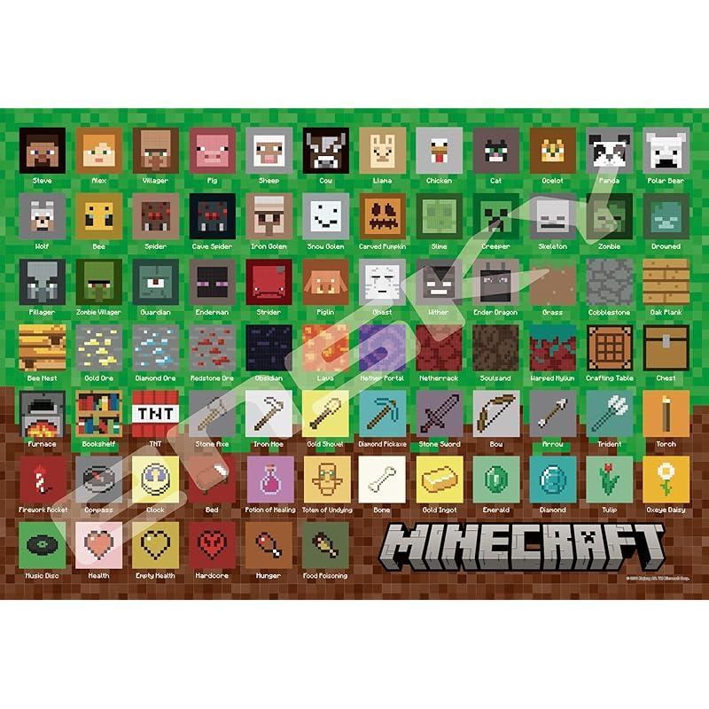 ENSKY MINECRAFT Pixel Icons 51 x 73.5cm Jigsaw Puzzle 1000 Pieces JIGSAW PUZZLE 1000T-195 (Ages 6 and up)