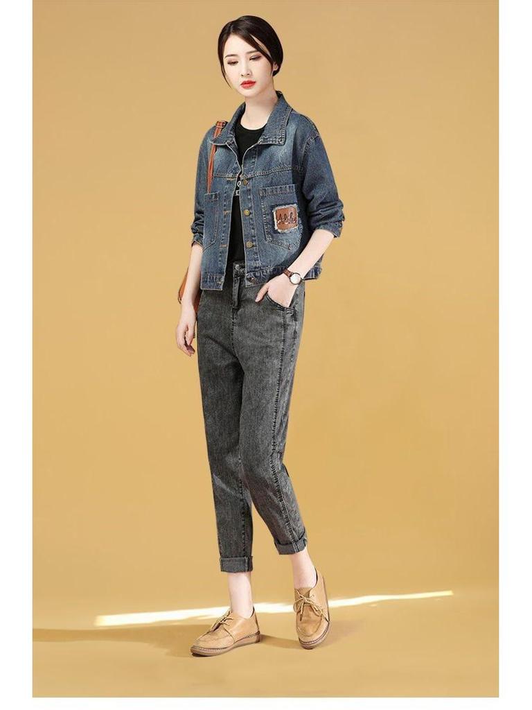 2025 Plus Size Women's Loose Denim Jacket - Autumn/Winter Korean Style