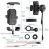 Motorcycle Phone Holder 15W Wireless Charger Motorbike Shock-absorbing Handlebar Mount with C Type Fast Charging Cellphone Stand
