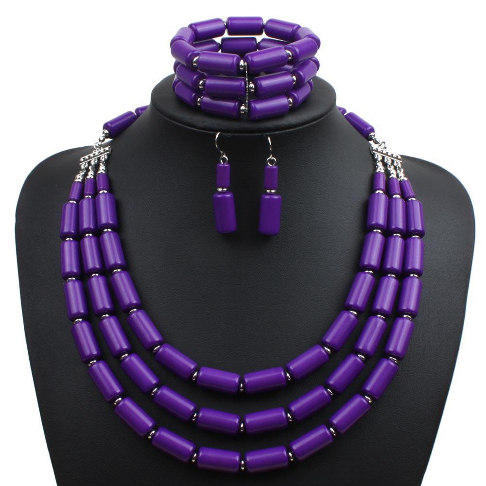 3Pcs European & American Multi-Layer Beaded Necklace Set Style Beaded Three Piece Multi Layer Necklace Set