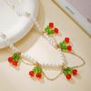 New Temperament Pearl Necklace Small Fresh and Sweet Cherry Pendant Handmade Beaded Collarbone Chain Beaded Jewelry