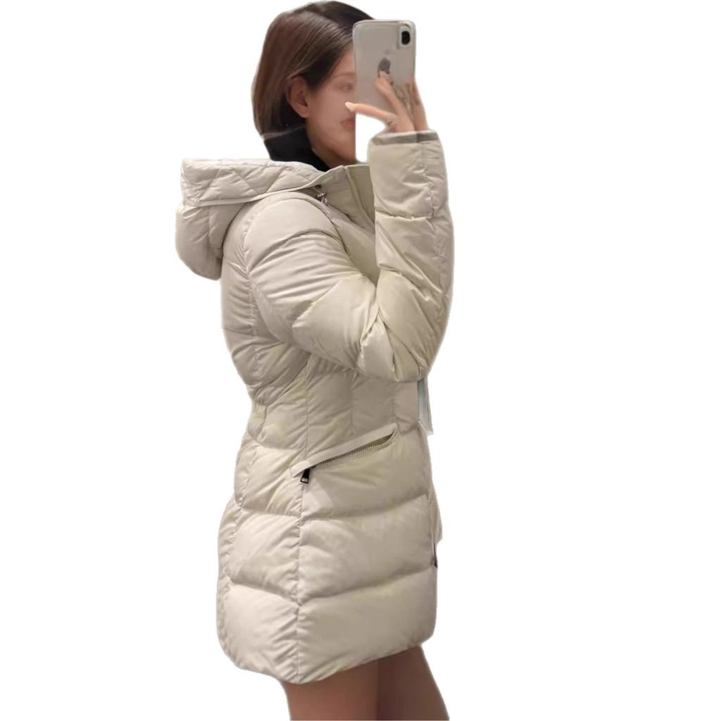 "Correct Version of M Home, Armband Women's Waist Down Jacket, Women's Thermal Hooded Down Jacket