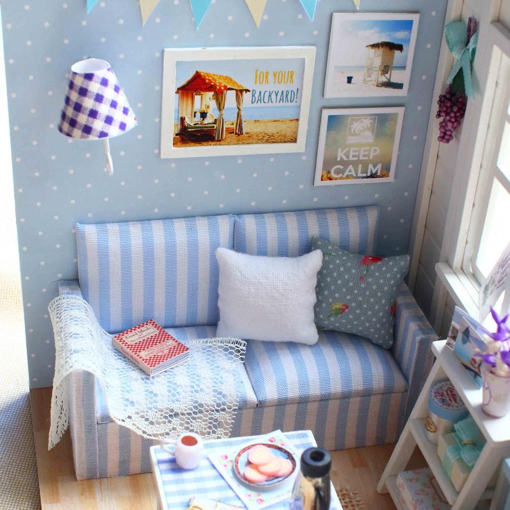 CUTEROOM DIY Wooden Dollhouse Handmade Miniature Assembled Toy for Kids and Interior Original Design Kit, House, Adults, Decoration, (Fresh Sunshine)