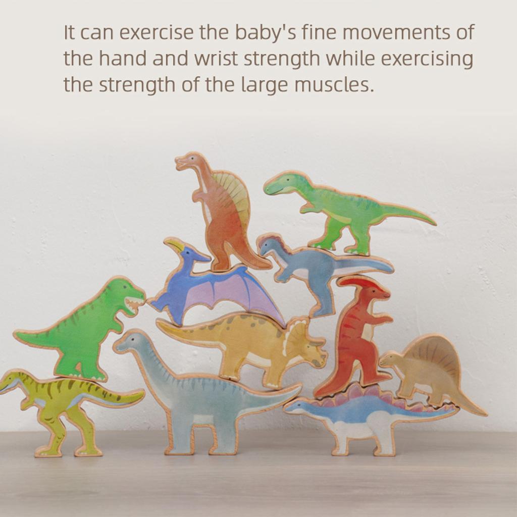 Shinse Dinosaur Building Balance Wooden Montessori Zoo Educational Toy for Babies and Early and Finger Baby Birthday Gift Blocks, Game, Blocks,