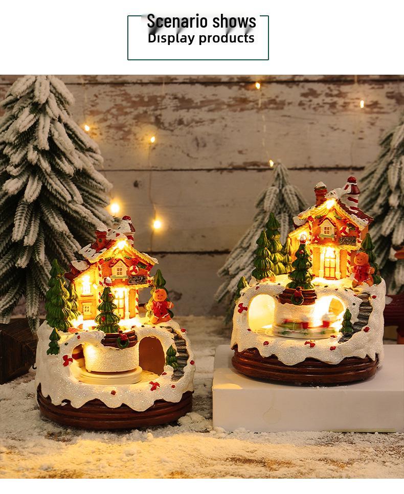 Harbor Love Musical House Night Light Ornament - Eight-Tone Box Cottage Toy for Children's Christmas Gift