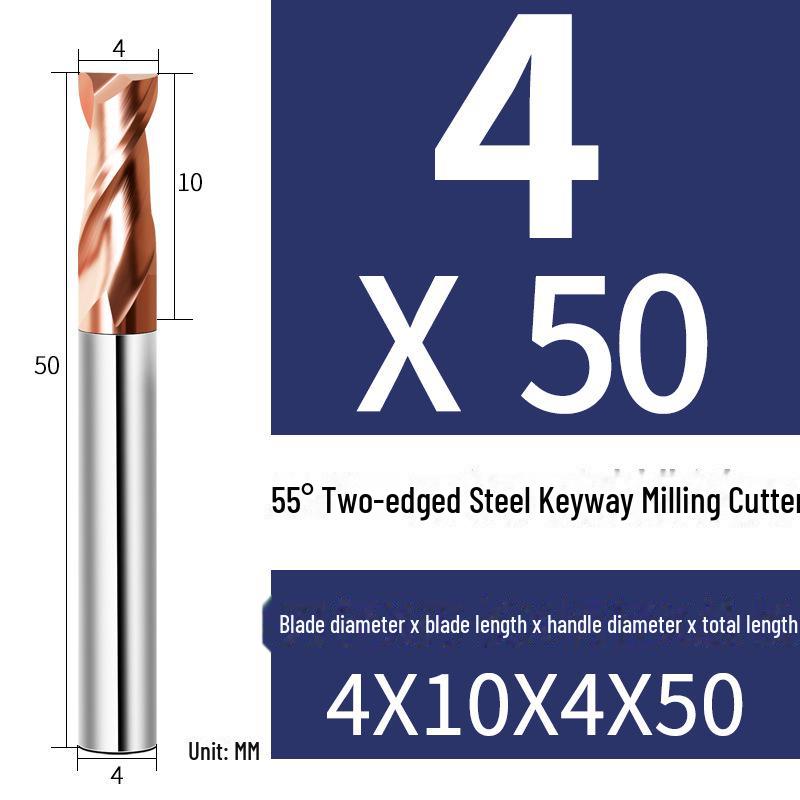 

2-х зубая 55° твердосплавная концевая фреза с ЧПУ, прямой хвостовик, покрытие, плоское дно, шпоночная фреза малого диаметра