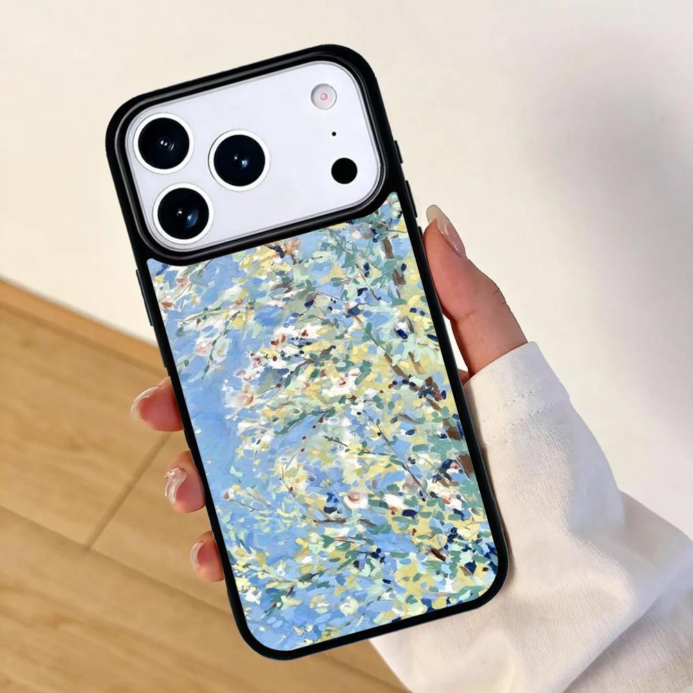 Oil Painting Boho Flower Art Mobile Phone Case for IPhone 17 AIR 16pro Max 15 14 13 12 11 Bumper Cover