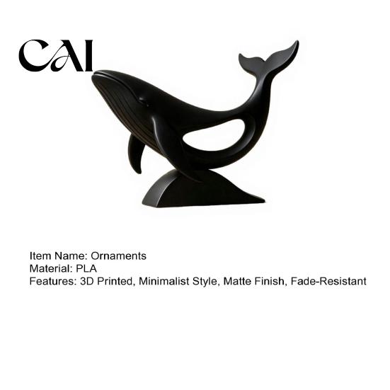 Modern Interior Decor Minimalist Hollow Whale Figurine, 3D Printed Matte Animal Sculpture for Artistic Desktop Decoration Home Office Desk Decor,