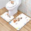 Striped Checkered Toilet Three-Piece Floor Mat Bathroom Three-Piece Carpet Doormat