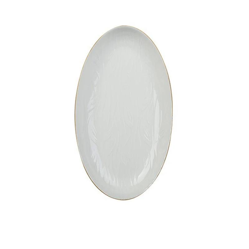 SHUNXIANG Ceramic Bowls Plates White Nordic Relief Dinnerware Dishes Rice Bowl Vegetable Plate Salad Soup Tray Kitchen Tableware