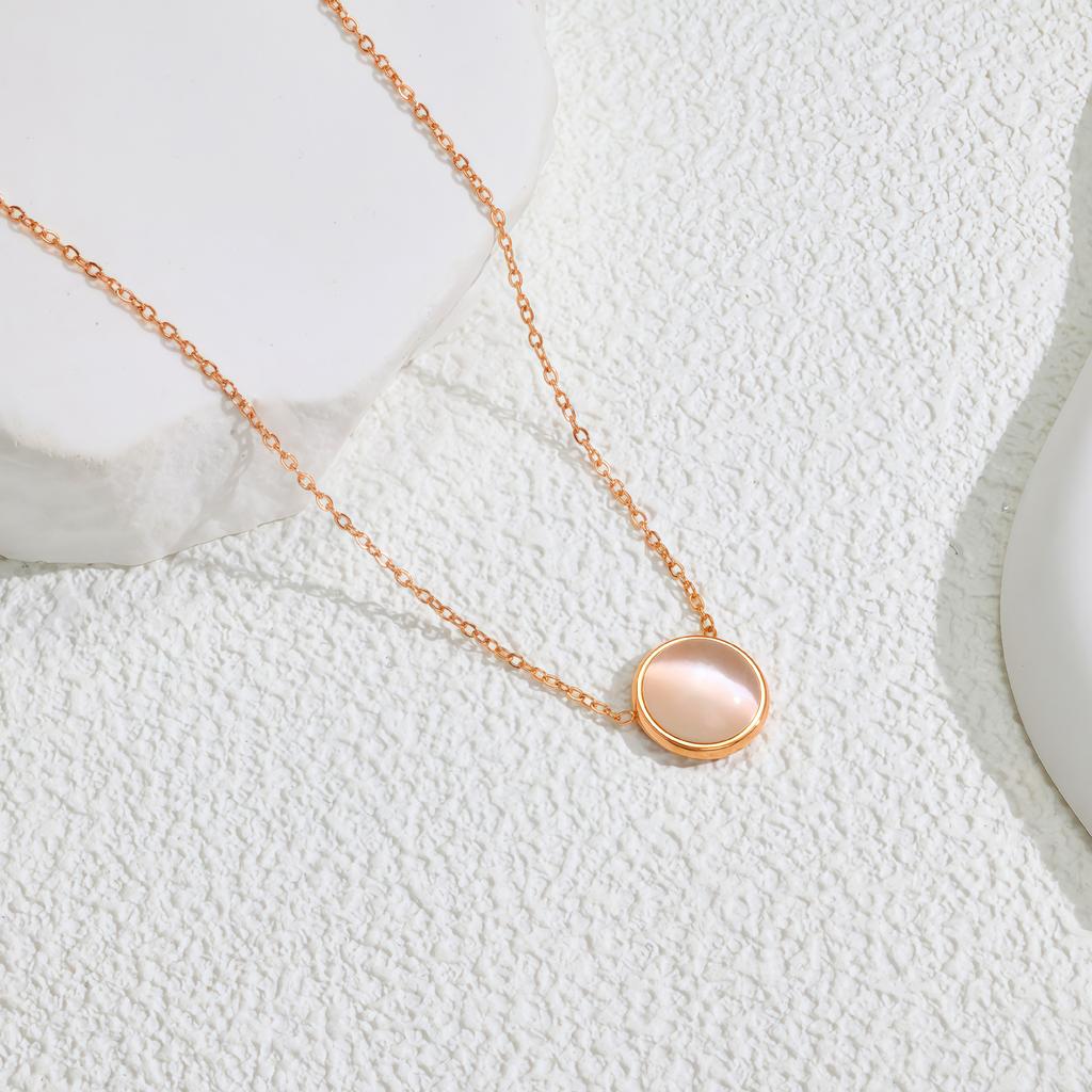 Niche Style Opal Pendant Necklace Rose Gold Titanium Steel Necklace Sweet Temperament Necklace