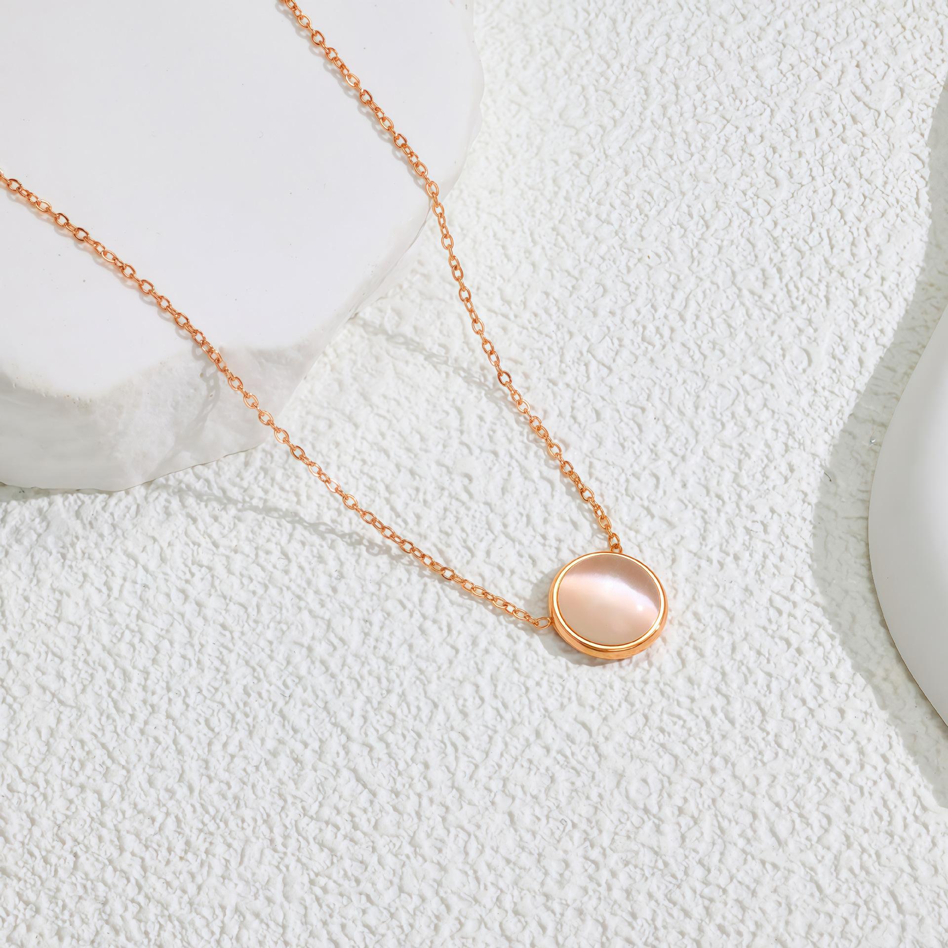 Niche Style Opal Pendant Necklace Rose Gold Titanium Steel Necklace Sweet Temperament Necklace