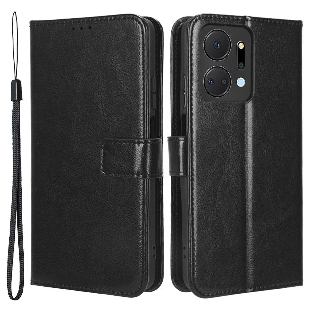 

Чехол-кошелек из искусственной кожи для телефона Honor X7a 5G/Play7T 5G, текстура Crazy Horse, подставка, чехол для мобильного телефона Black