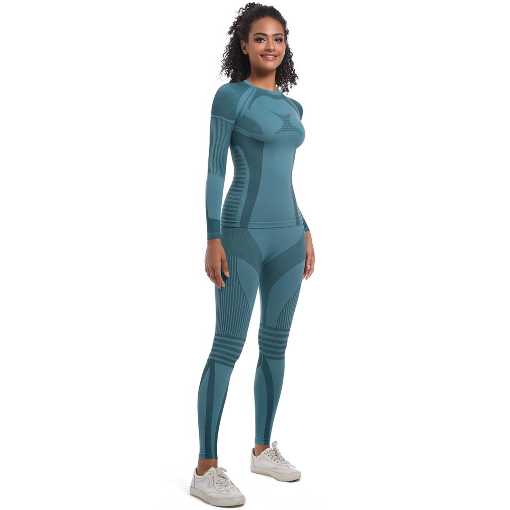Auroth Long Sleeve Yoga Set Women Seamless Sportswear Quick Dry Shirts Running Pants Workout Clothes